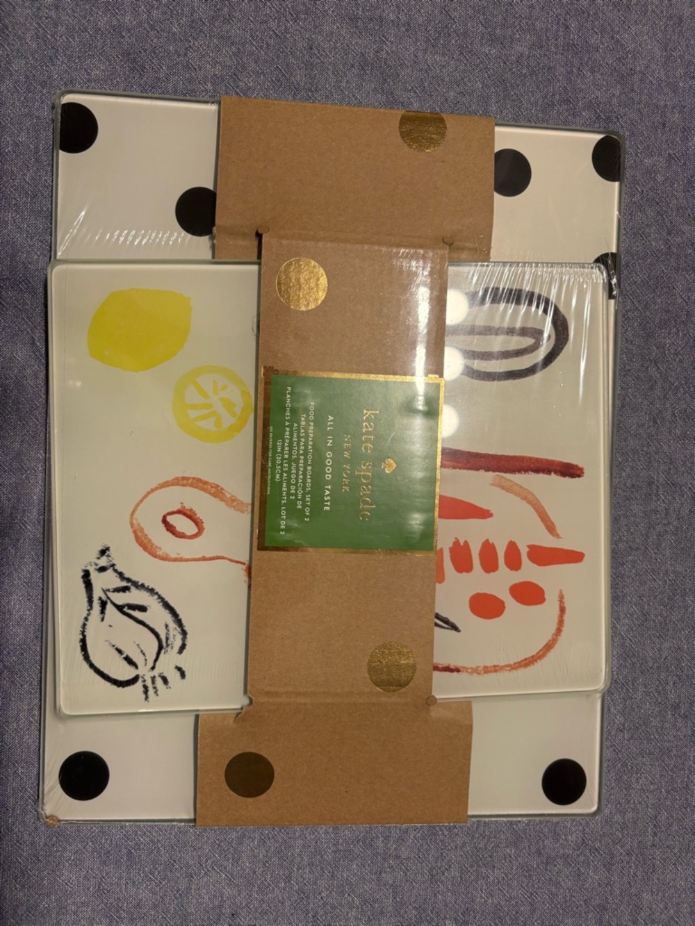 kate spade hand-painted ceramic appetizer tray set in yellow, orange, black